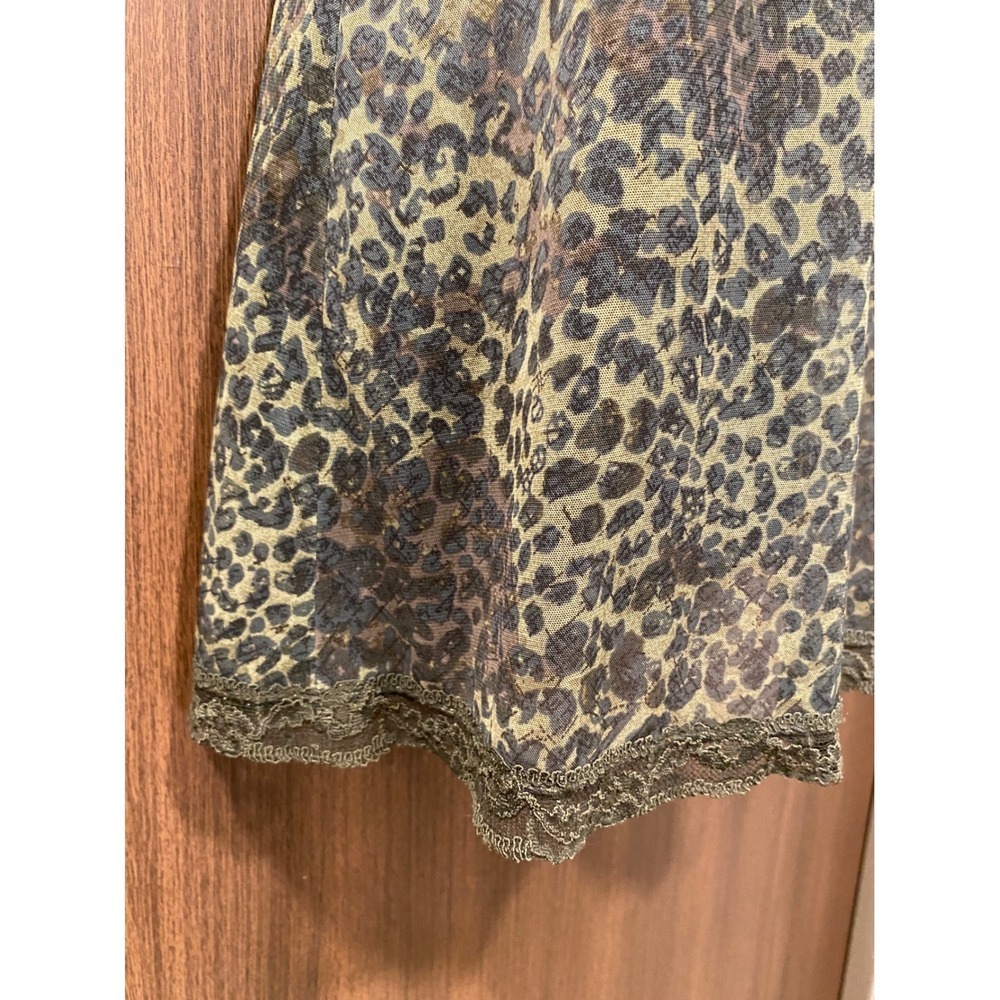 VICTORIA'S SECRET Y2K Green Animal Print Lingerie Dress S Lace Trim Sheer Mesh - Picture 7 of 13